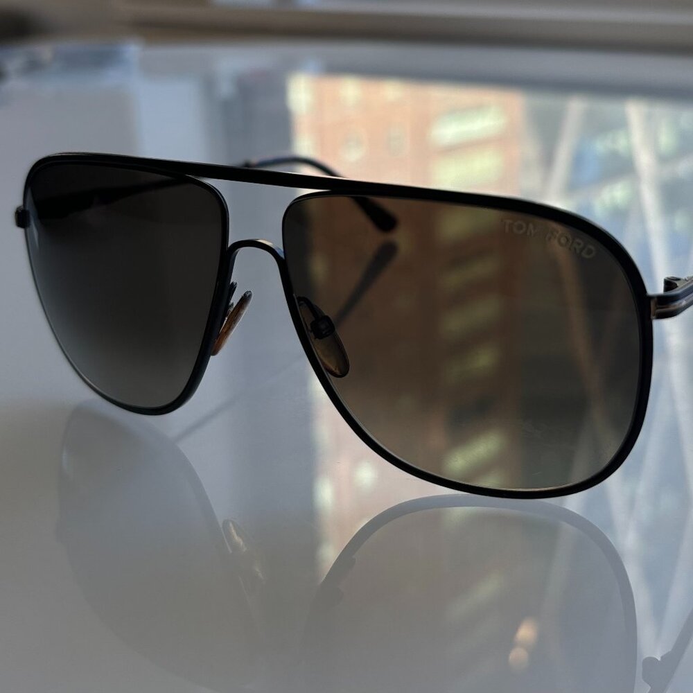 Mens Aviator Tom Ford Dominic Sunglasses Dark Havana